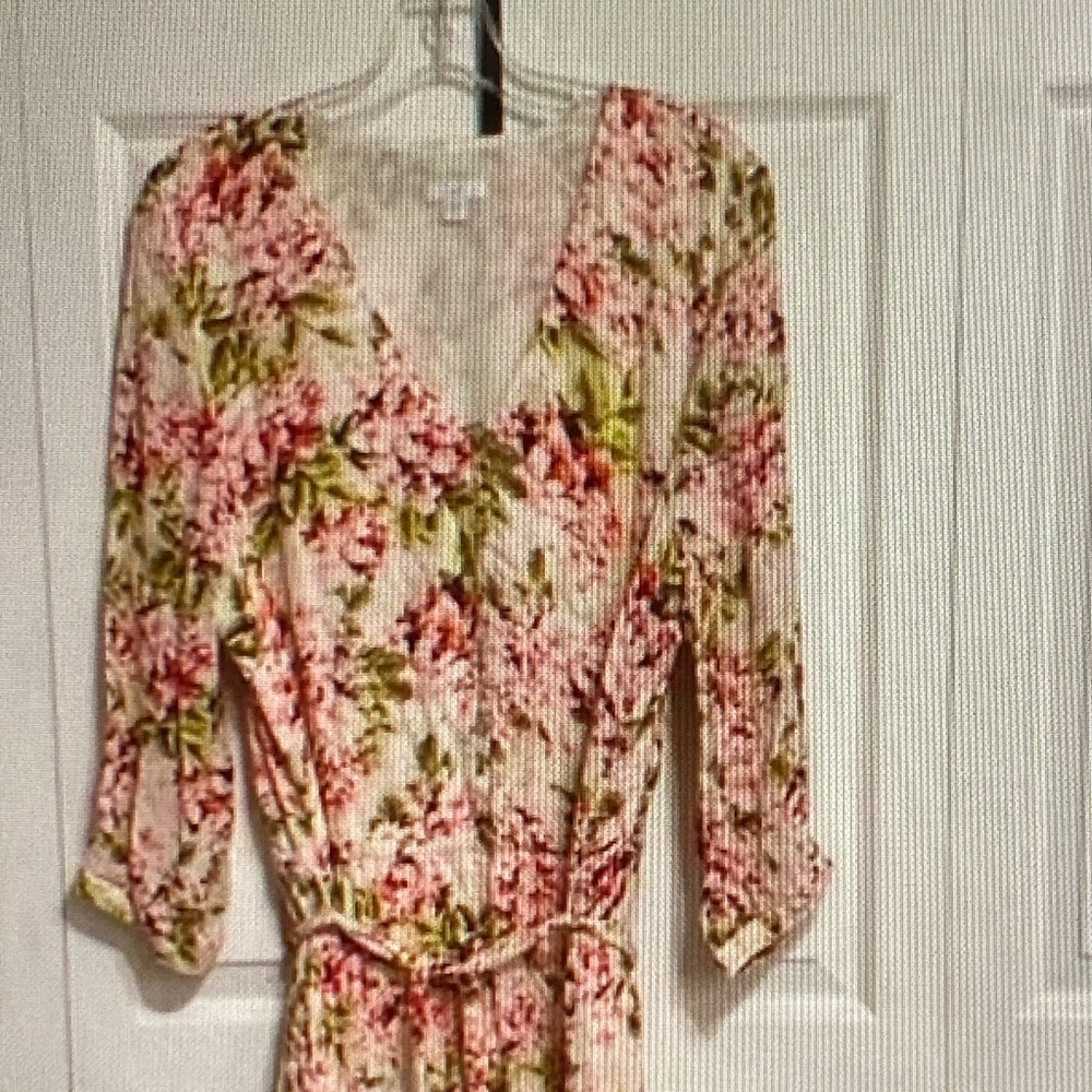 Floral Pink V-Neck Women’s Wrap Dress